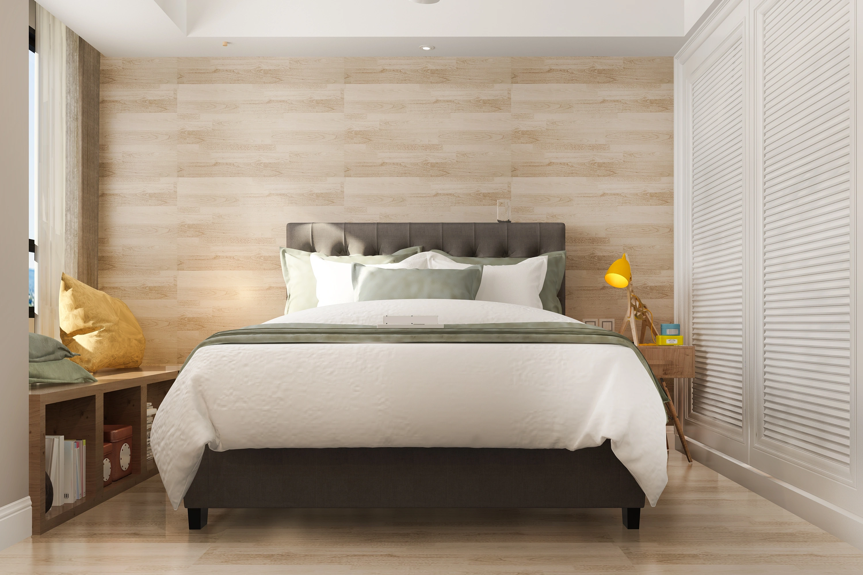Organized bedroom with working table in Cooper City home