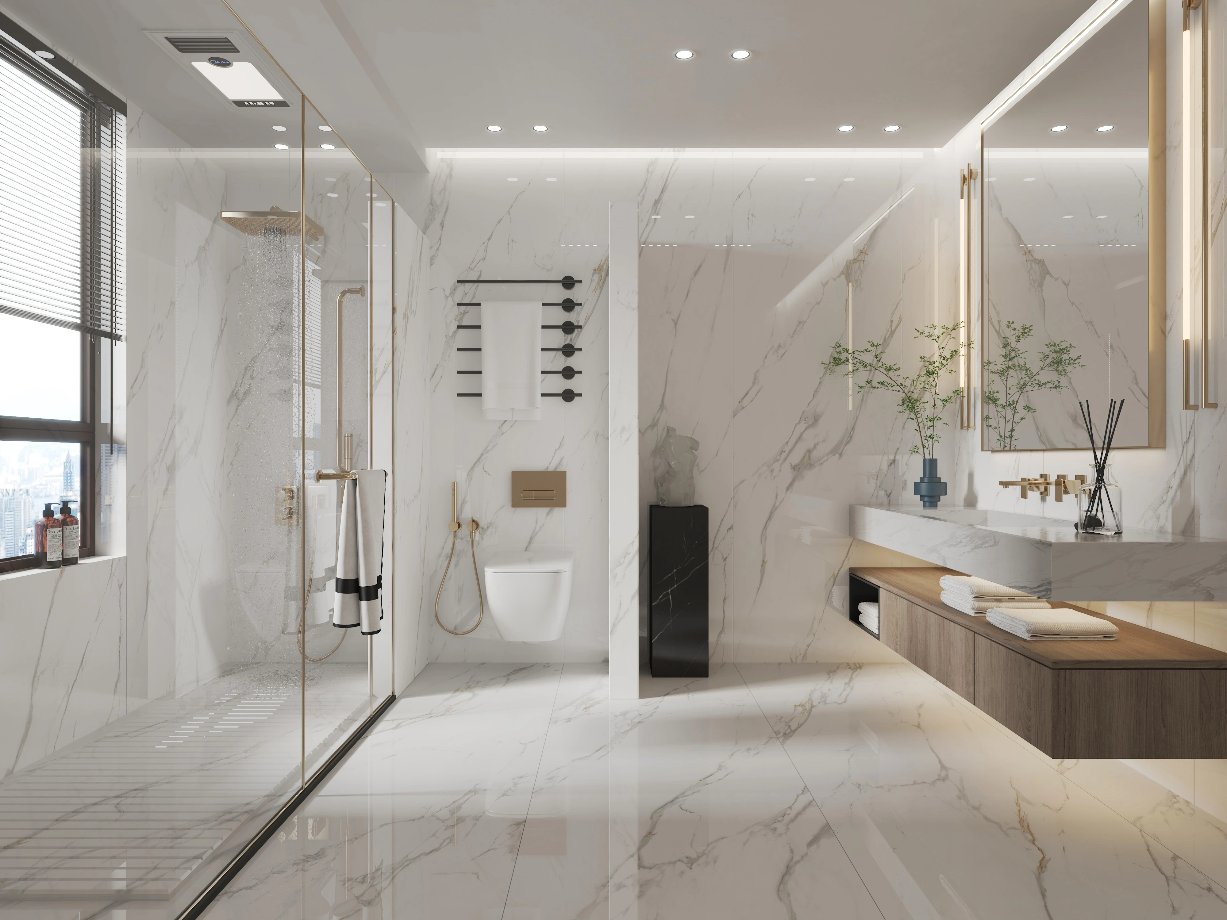 Bright Palm Beach bathroom with spotless tub and shower