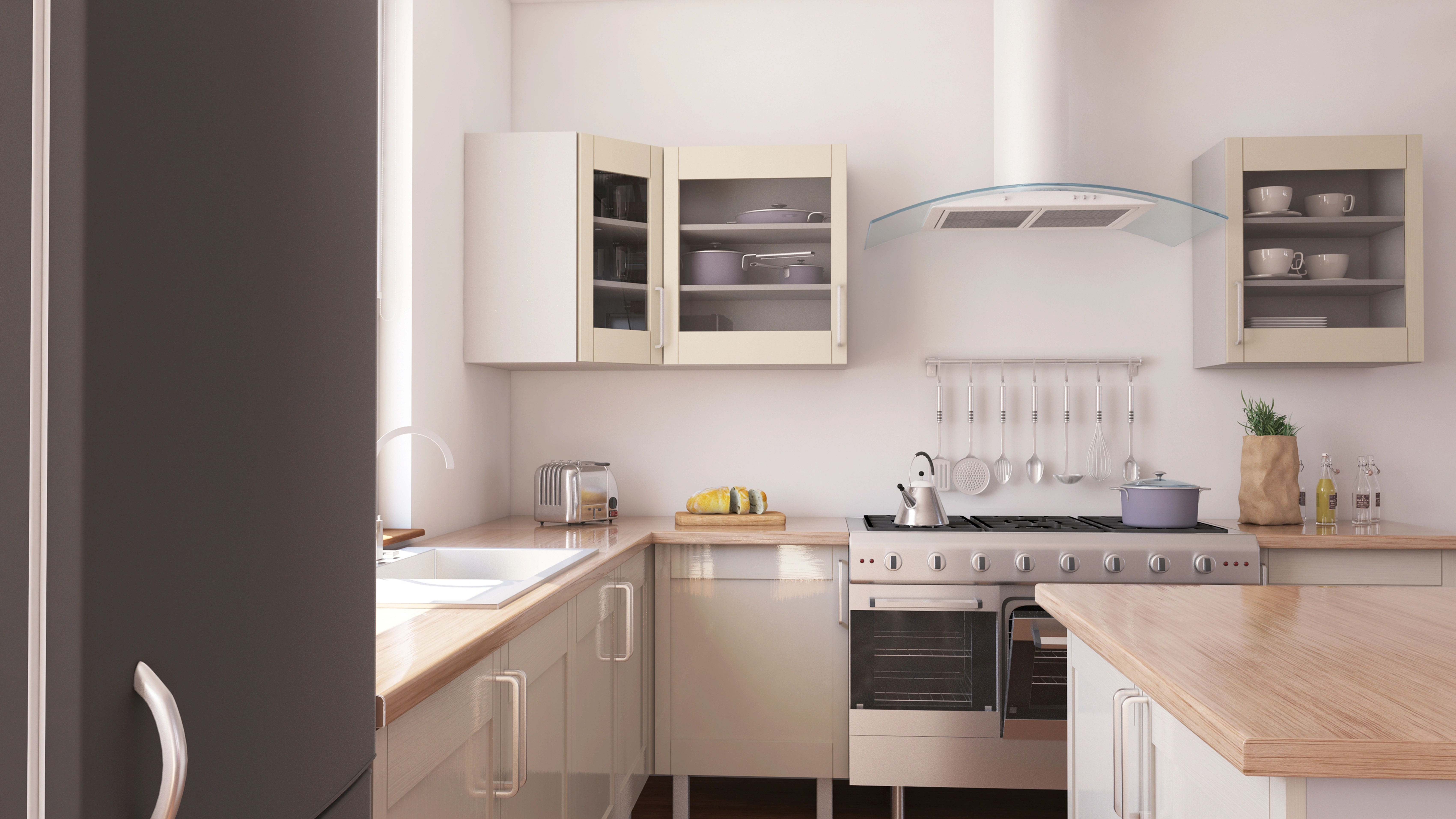 A clean and organized kitchen countertop